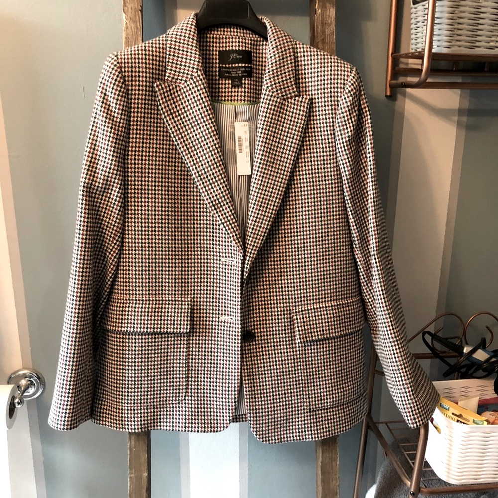 Checked J. Crew Plaid Wool Blazer - Vintage Style